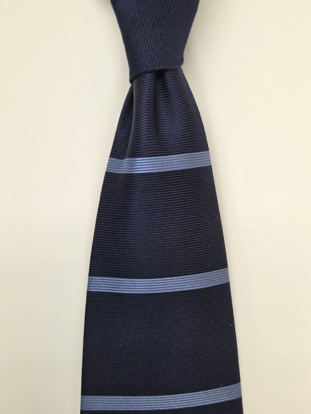 Brooks Brothers Makers Silk Tie Navy Light Blue Stripe USA